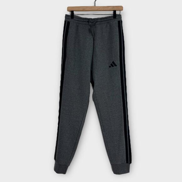 adidas Other - Adidas Essentials 3 Stripe Fleece Track Pants Men’s Size Small Dark Gray Heather